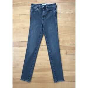 We The Free Size 27 Black Faded High Rise Skinny Jeans Distressed Hem Stretch